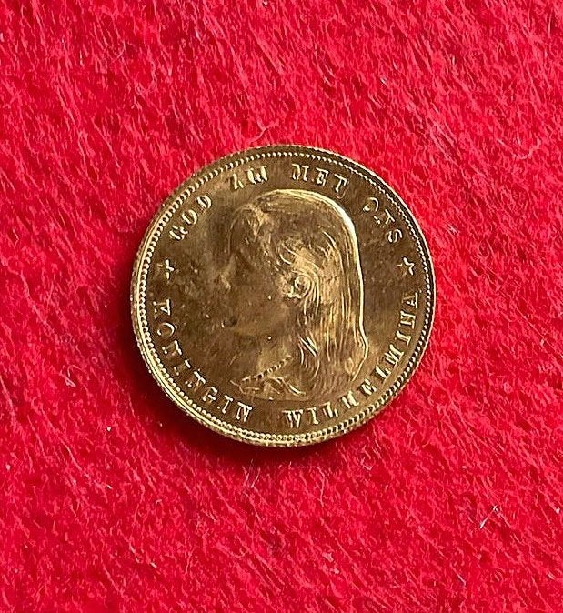 Gouden Tientje Koningin Wilhelmina 1897 (lang haar), Ophalen, Goud, Koningin Wilhelmina, Losse munt