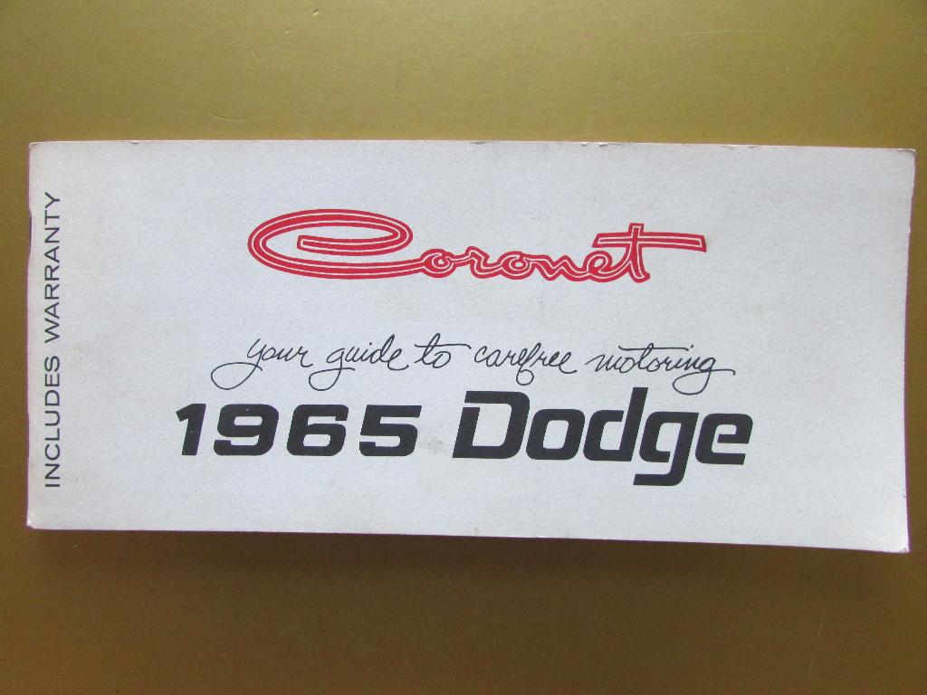 1965 Dodge Coronet owner's manual, Engels, Ophalen of Verzenden