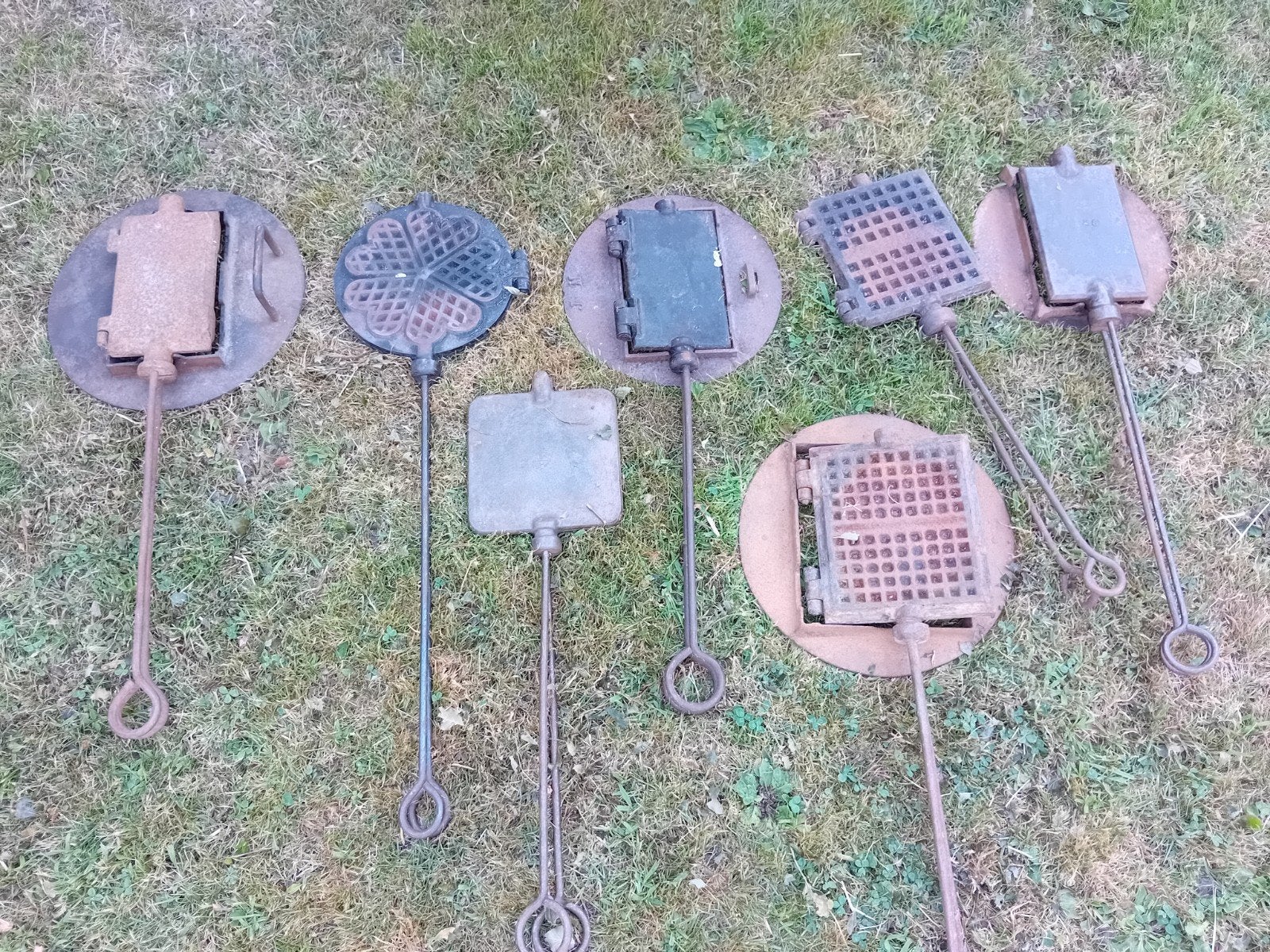 Antieke wafelijzers voor BBQ of open vuur, Ophalen of Verzenden, Gebruikt