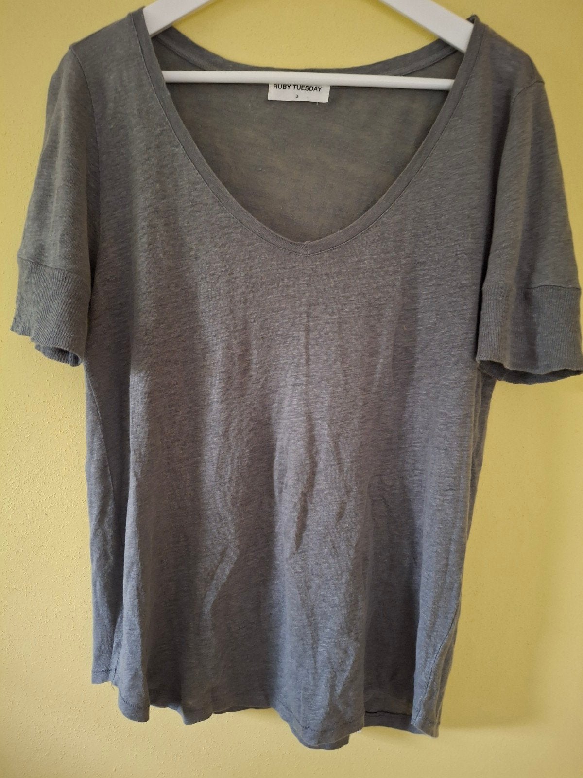 Ruby Tuesday grijs groen luchtig linnen shirt mt M, Kleding | Dames, Maat 38/40 (M), Ruby Tuesday, Ophalen of Verzenden, Korte mouw