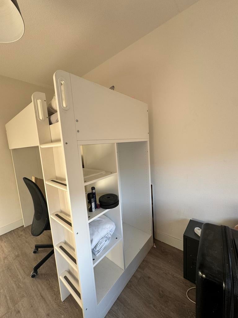 Complete IKEA hoogslaper met werkplek en kast, Ophalen, Eenpersoons, Zo goed als nieuw, 90 cm
