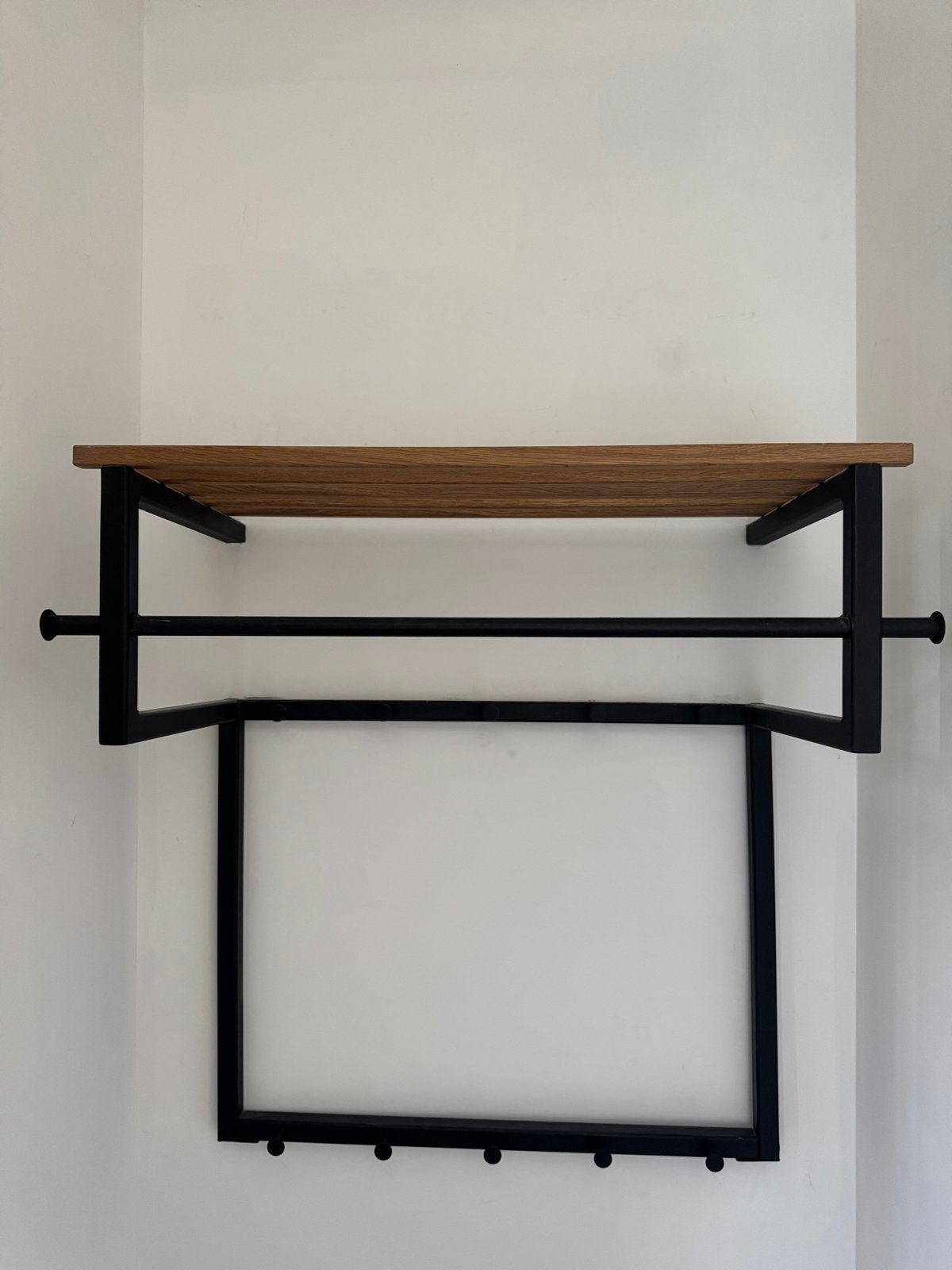 Wandkapstok met 10 haken, roede en opbergrek, Gebruikt, Minder dan 100 cm, Hout, Ophalen