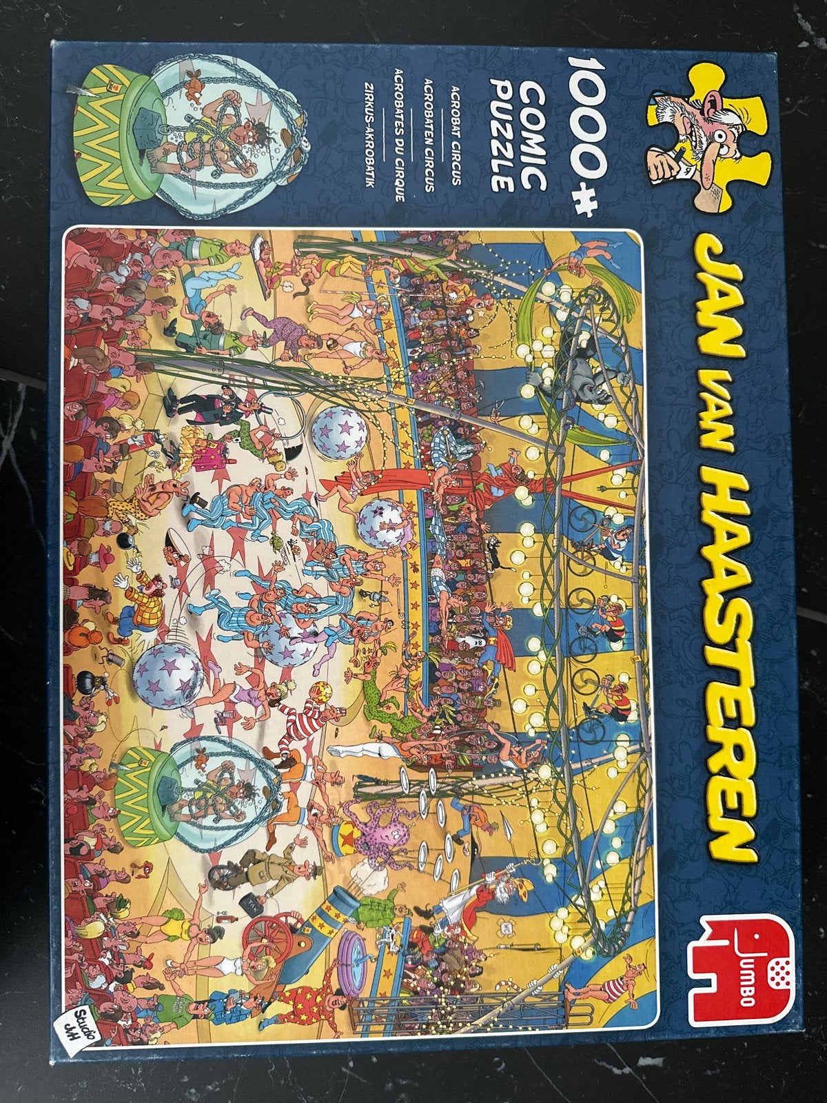 Jan van Haasteren Comic Puzzle - Acrobaten Circus 1000+ stuk, Ophalen of Verzenden, 500 t/m 1500 stukjes, Zo goed als nieuw, Legpuzzel