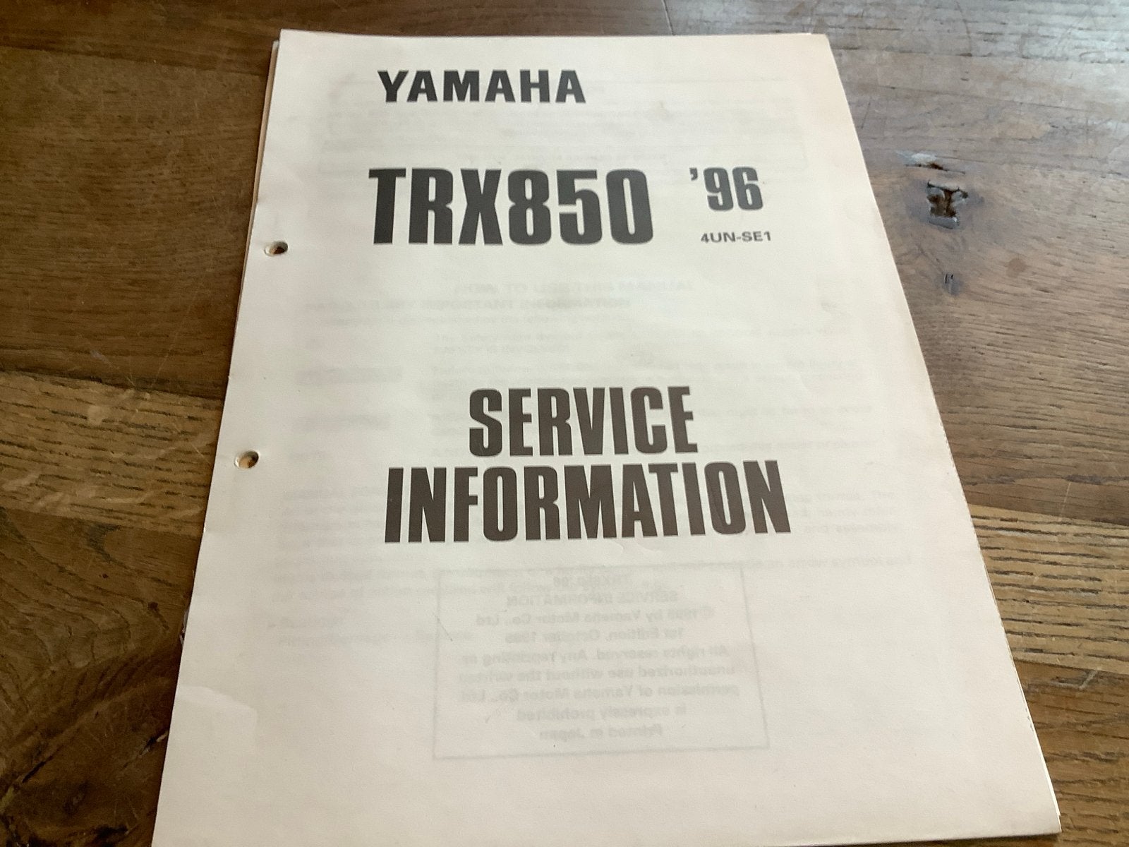 Yamaha TRX850 '96 Service Informatie Handleiding. (301), Verzenden, Yamaha