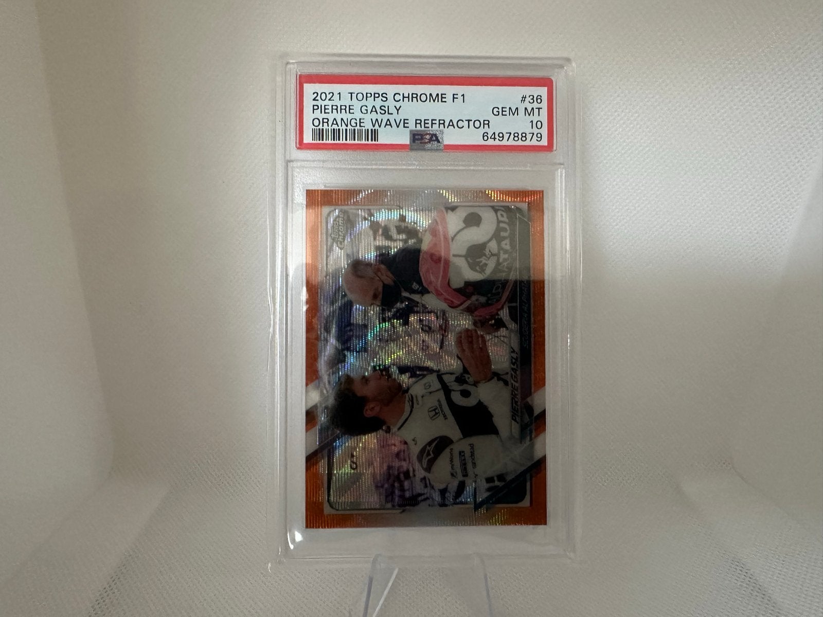 2021 Topps Chrome F1 Pierre Gasly Orange Wave 20/25 PSA 10, Verzamelen, Ophalen of Verzenden, Nieuw, Formule 1