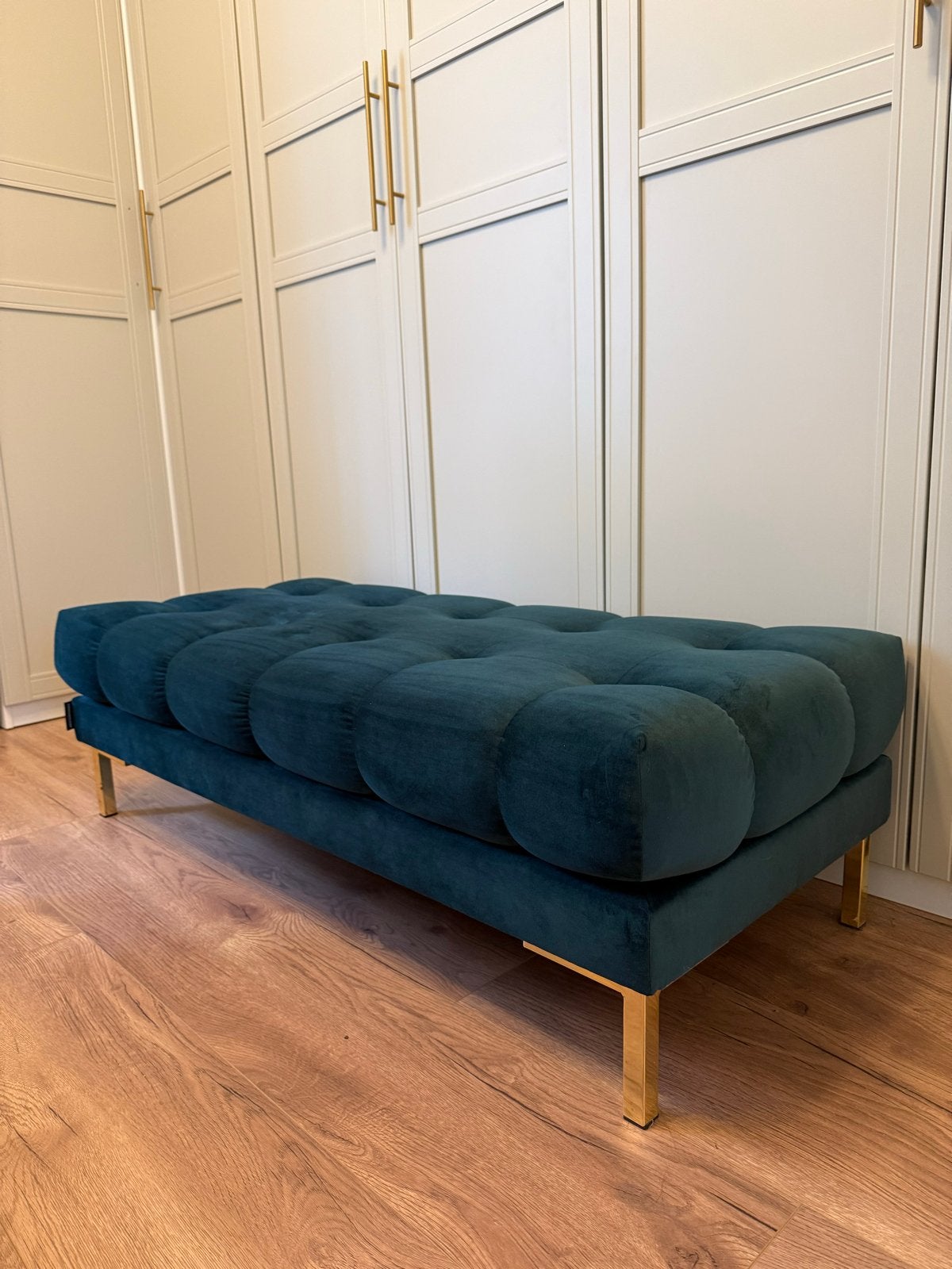 Cosmopolitan Design Bali Hocker - Flessengroen / Goud, Ophalen, Overige kleuren, Zo goed als nieuw, Metaal