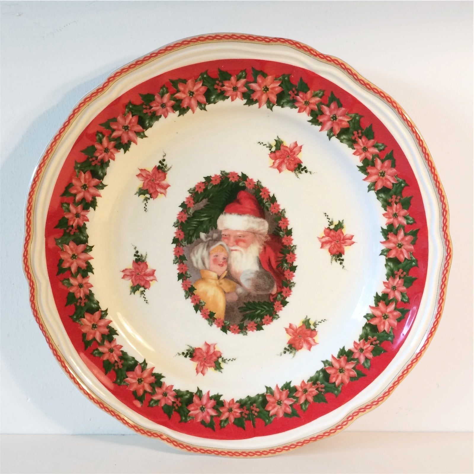 Vintage Kerstbord of Kerstschaal met traditioneel Kerstman, Diversen, Kerst, Ophalen of Verzenden, Zo goed als nieuw