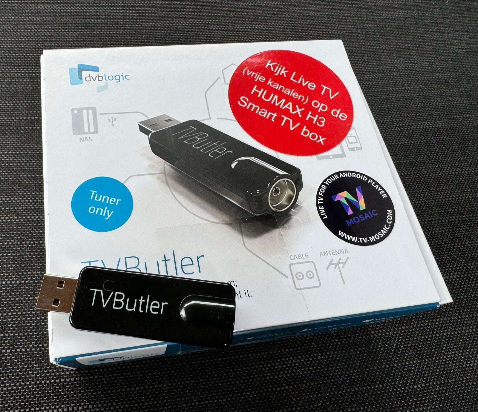 DVBLogic TVButler 100TC USB DVB-C/T/T2 TV-tuner, Ophalen of Verzenden, Gebruikt, Decoder