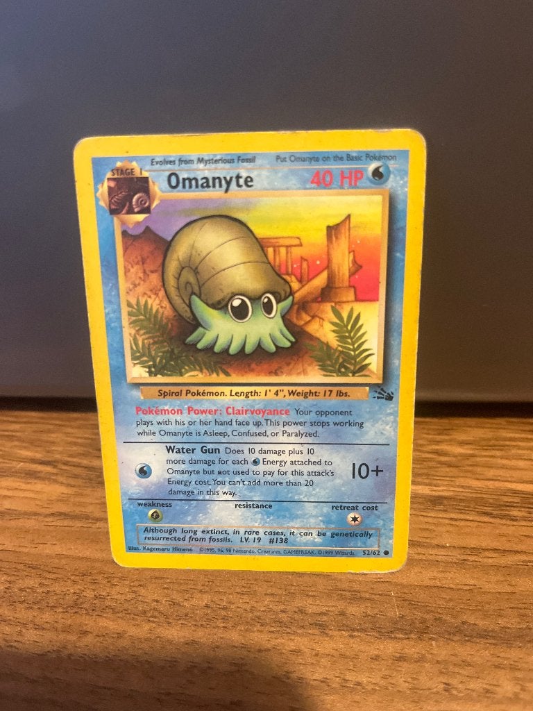Pokémon OMANYTE Fossil Set Kaart - Vintage, Ophalen, Gebruikt, Losse kaart