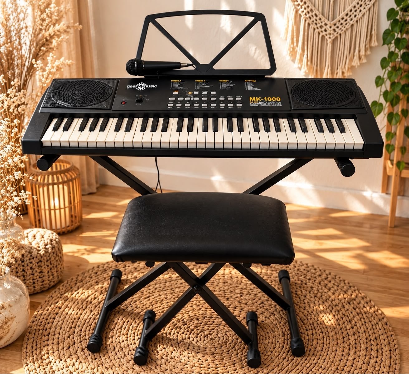 Title Gear4music MK-1000 keyboard + standaard + kruk, Met standaard, Ophalen, Overige merken, 61 toetsen