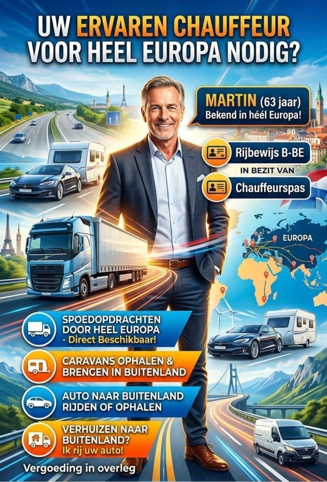 Betrouwbaar en ervaren B-BE chauffeur aangeboden, Variabele uren, MBO, Vanaf 10 jaar, Overige vormen