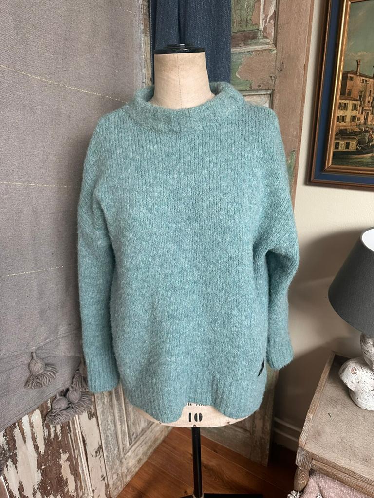 Penn & Ink NY trui Turquoise mt  S - M izgs met sjaal, Ophalen of Verzenden, Zo goed als nieuw, Blauw