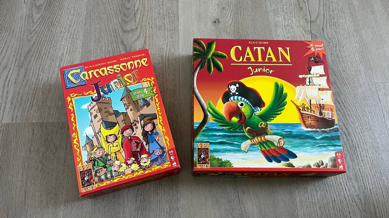 Carcassonne Junior & Catan Junior bordspellen, Drie of vier spelers, Ophalen of Verzenden, Zo goed als nieuw