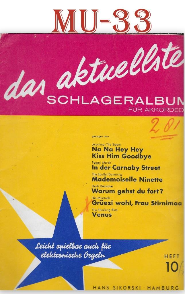 MU-33 Bladmuziek Schageralbum voor Accordeon, Muziek en Instrumenten, Gebruikt, Klassiek, Ophalen of Verzenden, Artiest of Componist