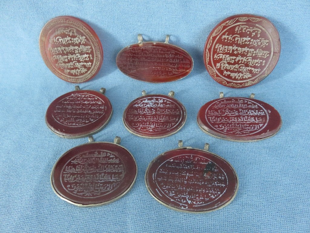 Oude Arabische / islam schrift in agaat steen hangers, Ophalen of Verzenden