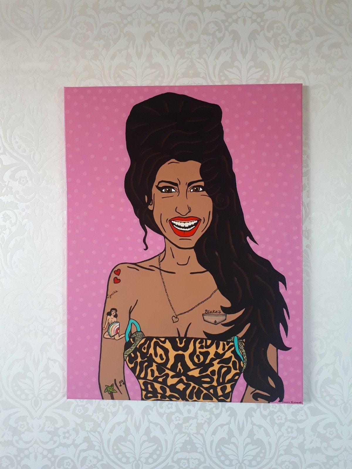 handgeschilderd Amy Winehouse pop art schilderij 60x80, Antiek en Kunst, Ophalen of Verzenden, Handgeschilderd, Acrylverf, Muziek