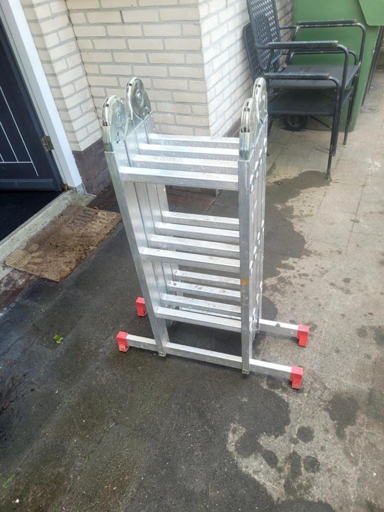 Excelsior Aluminium Vouwladder 4x3 - Gebruikt, Doe-het-zelf en Verbouw, Ladders en Trappen, Ophalen, Gebruikt, Ladder, Opvouwbaar of Inschuifbaar