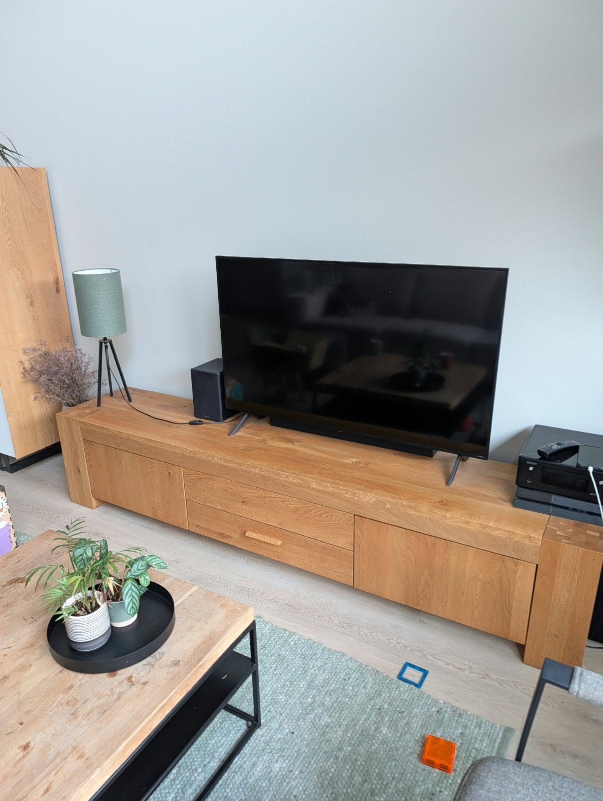 Goossens Quint TV-dressoir eikenhout 228 cm breed, Ophalen, Gebruikt, Eikenhout, 200 cm of meer
