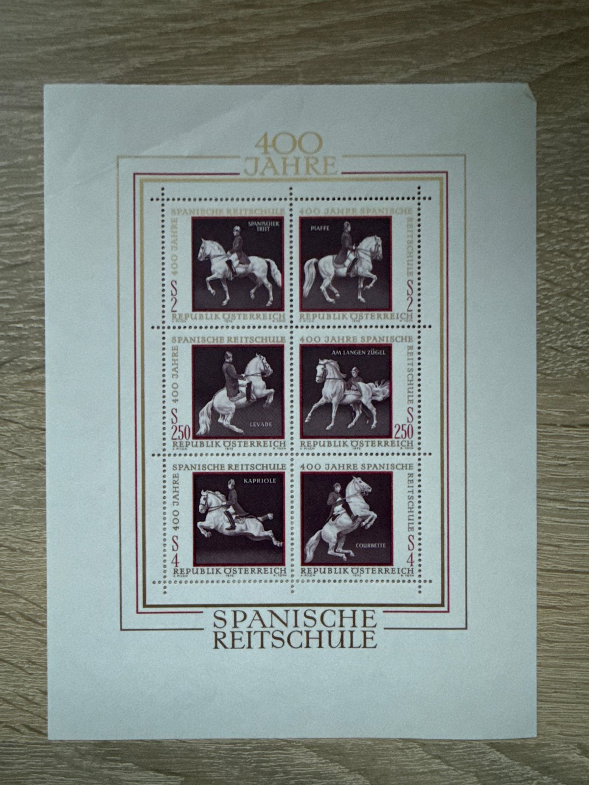 Oostenrijk: 400 Jaar Spaanse Rijschool postzegelvel, Ophalen of Verzenden, Na 1940, Postfris