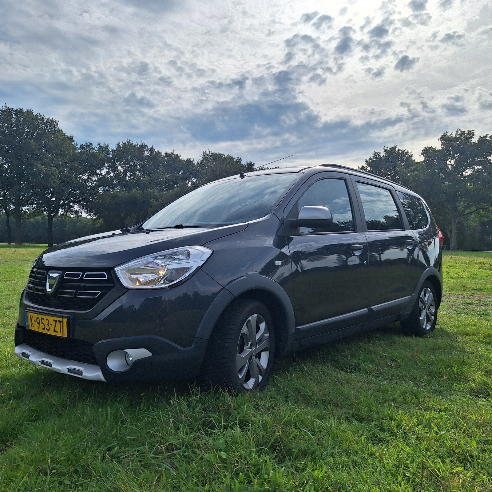 Dacia Lodgy 1.2 TCE 85KW Stepway 2015 Grijs+ Camperunit, Auto's, Voorwielaandrijving, 4 cilinders, 7 stoelen, Lodgy