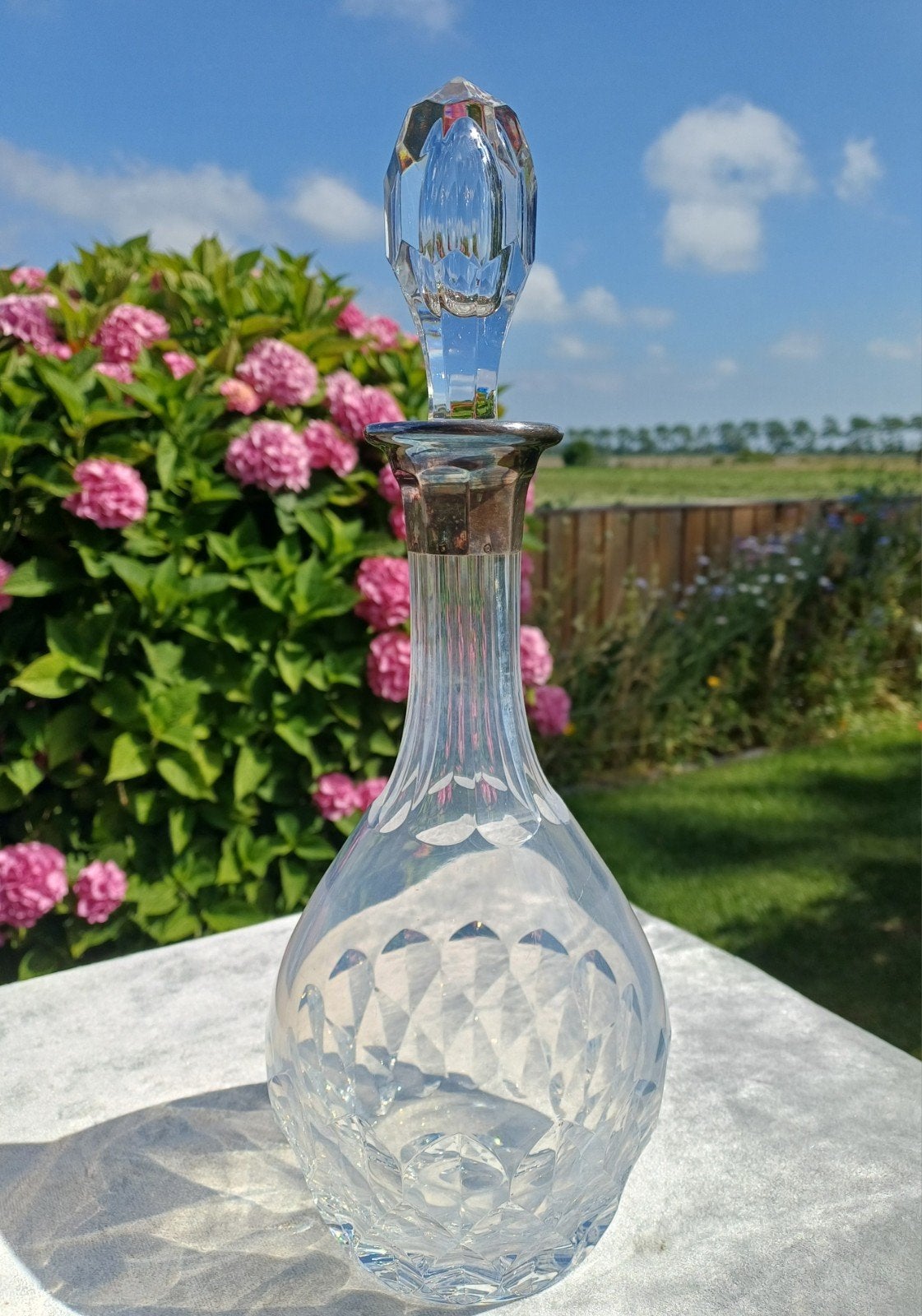 Sierlijke Kristallen Karaf met een Zilveren Kraag voor € 40, Ophalen