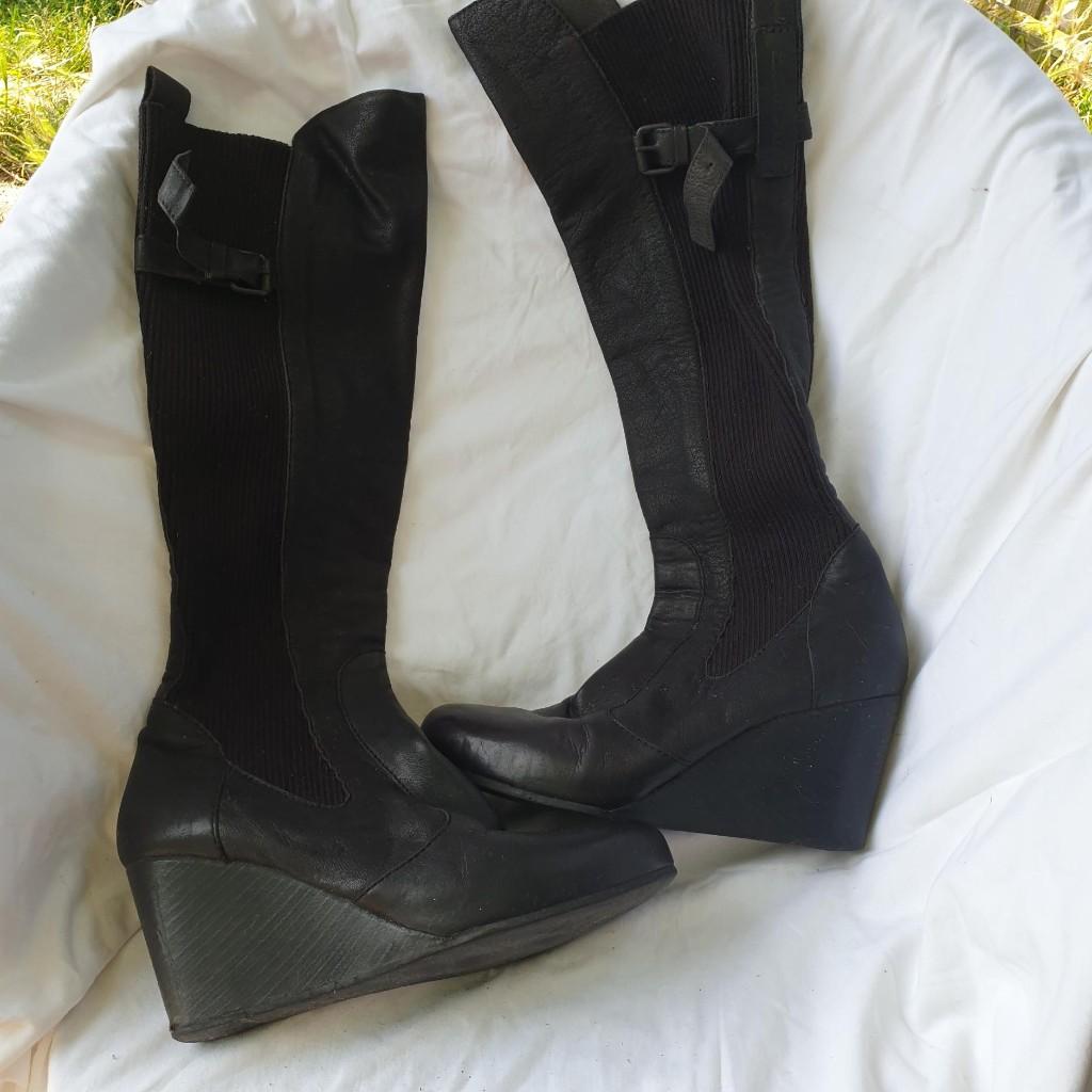 mooie hoge zwarte leren laarzen. Mt 38 Merk Annette Görtz, Kleding | Dames, Hoge laarzen, ., Zwart, Ophalen of Verzenden