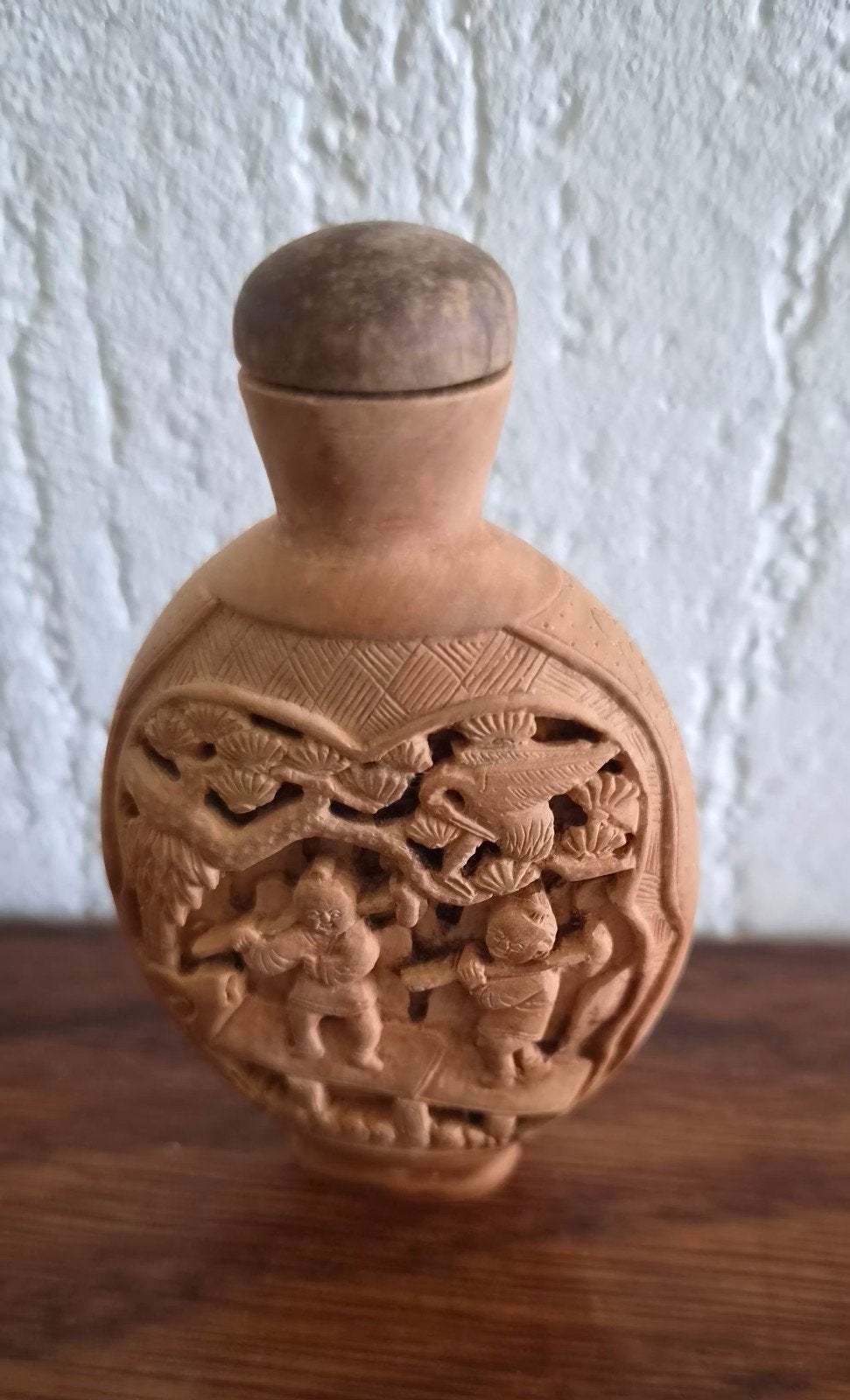 Buxushouten chinees snuifflesje, Ophalen of Verzenden