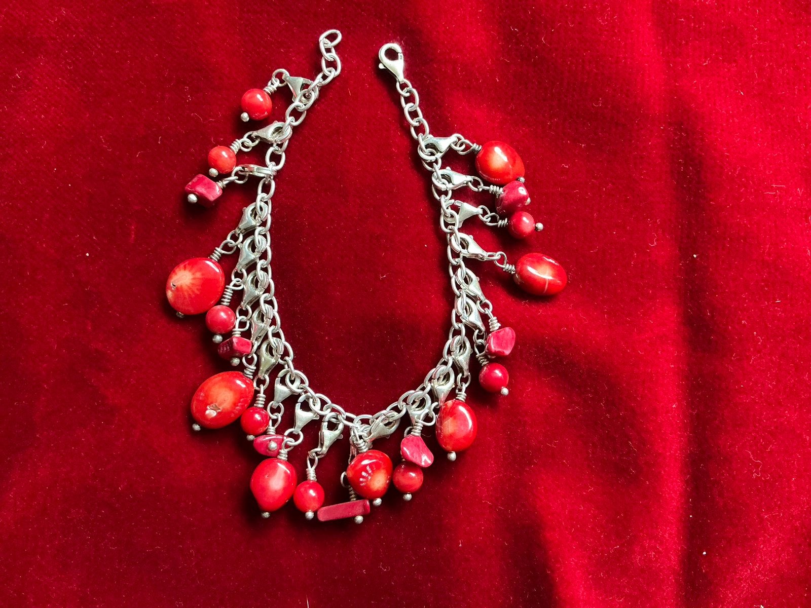 Zilveren armband met bamboe koraal ,zilveren bedelarmband, Verzenden, Nieuw, Zilver