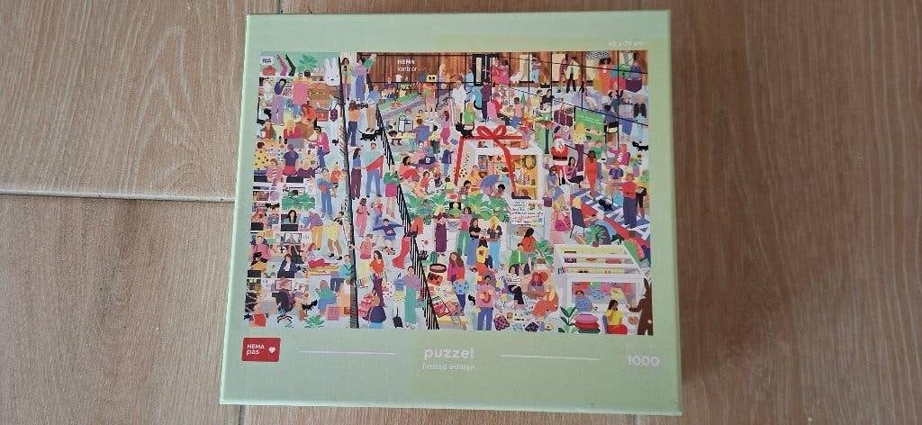 HEMA limited edition puzzel , Hobby en Vrije tijd, Denksport en Puzzels, Ophalen of Verzenden, 500 t/m 1500 stukjes, Zo goed als nieuw