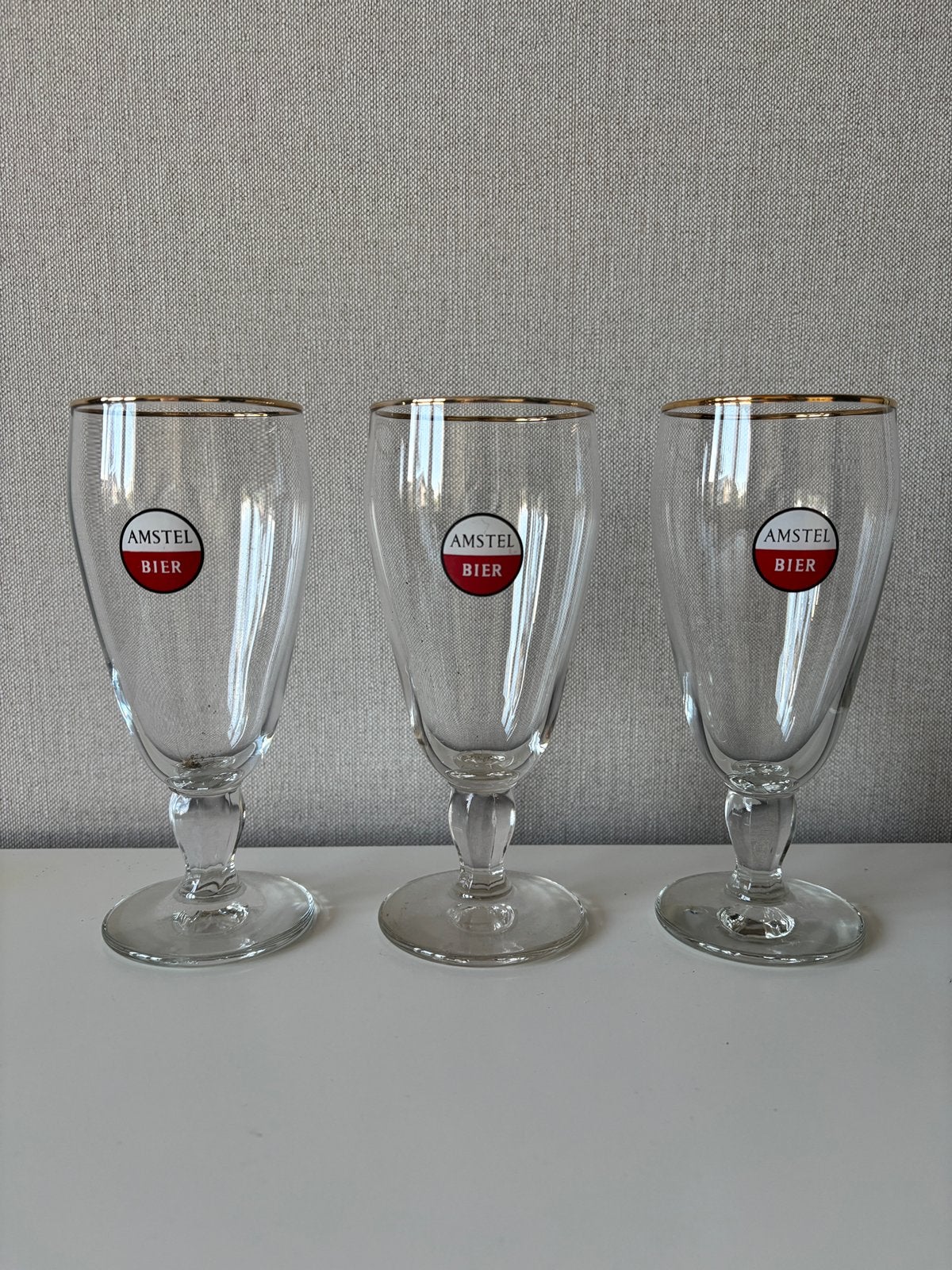 Te koop: vintage bierglazen AMSTEL jaren ‘60, Ophalen of Verzenden, Zo goed als nieuw, Bierglas