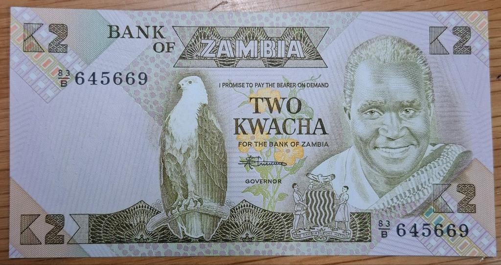 1# Zambia 2 Kwacha 1986 P24c, Postzegels en Munten, Bankbiljetten | Afrika, Ophalen of Verzenden, Zambia