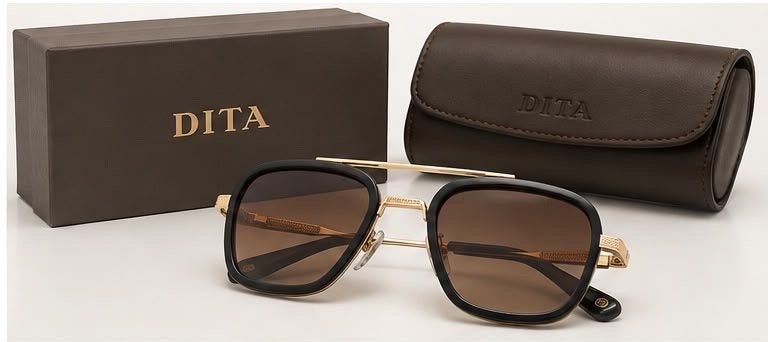 DITA zonnebril zwart/goud – luxe & unisex, Overige merken, Zonnebril, Overige kleuren, Ophalen of Verzenden