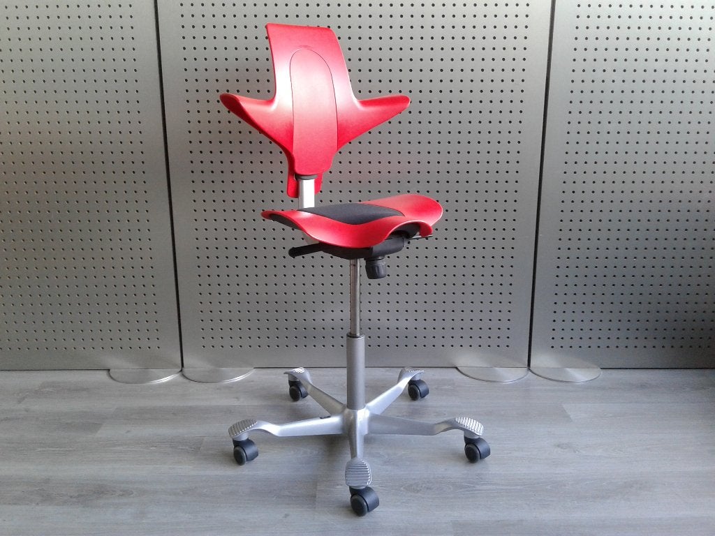 3x HAG Capisco Puls 8010 (Medium) (Rood/Zwart), Prachtig!, Huis en Inrichting, Bureaustoelen, https://www.flokk.com/nl/netherlands/hag