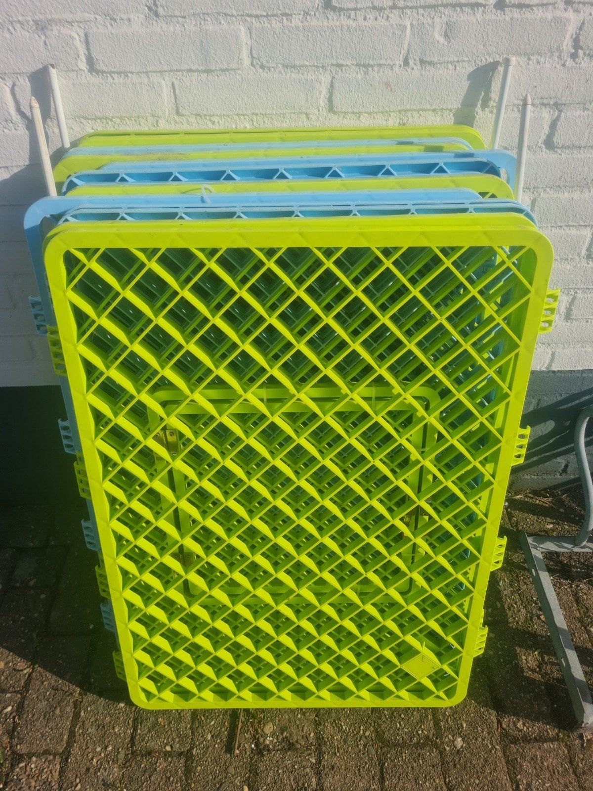 Kunststof afrastering gr9en en blauw 13x 50x80 cm, Gebruikt, Onbekend, Onbekend, Ophalen