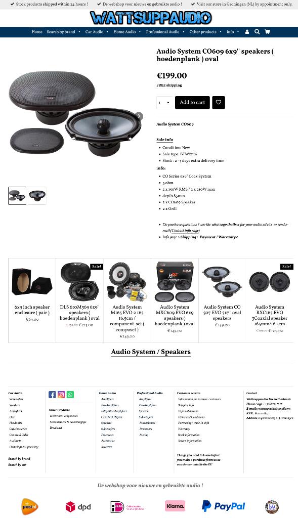 Audio System CO609 6x9'' speakers ( hoedenplank ) oval, Info@optimount.nl, Nieuw, Ophalen of Verzenden, Anholtseweg 48A 7091 HB DINXPERLO