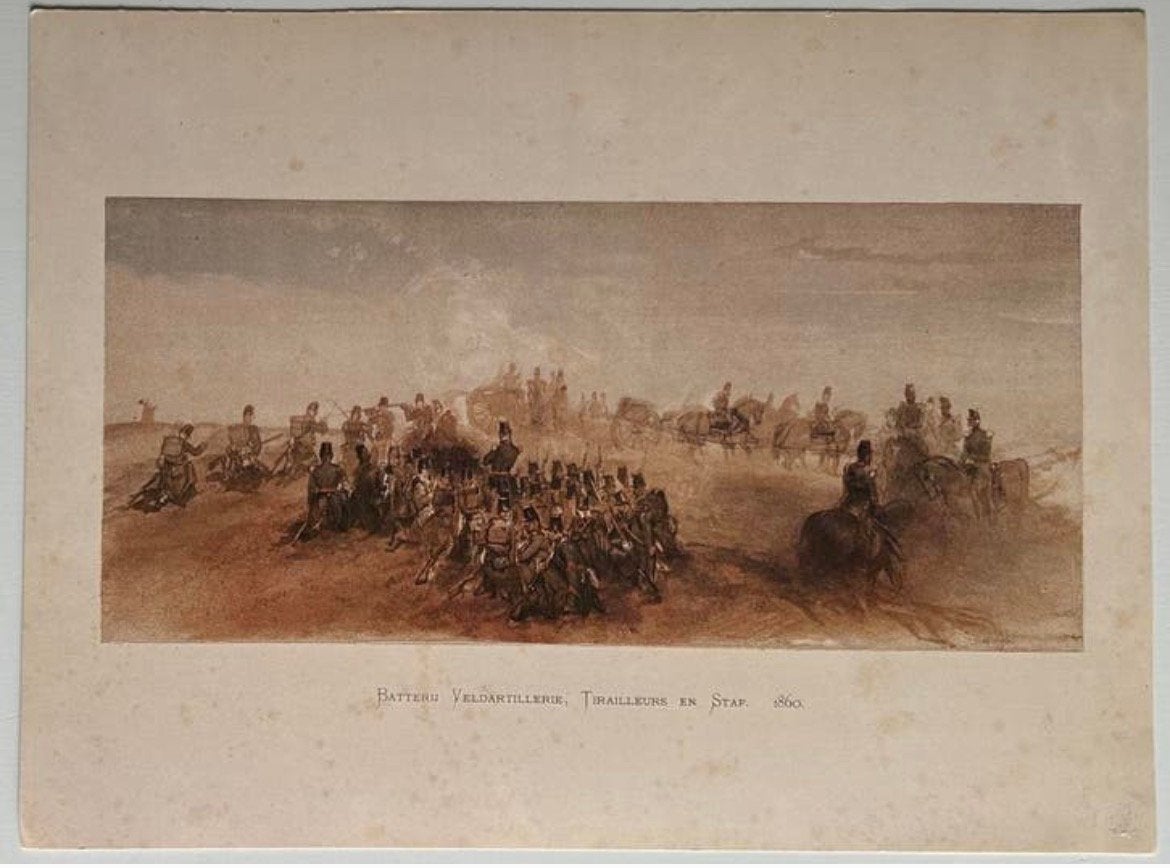 Batterij Veldartillerie, Tirailleurs en Staf. 1860., Ophalen of Verzenden, Landmacht, Nederland, Foto of Poster