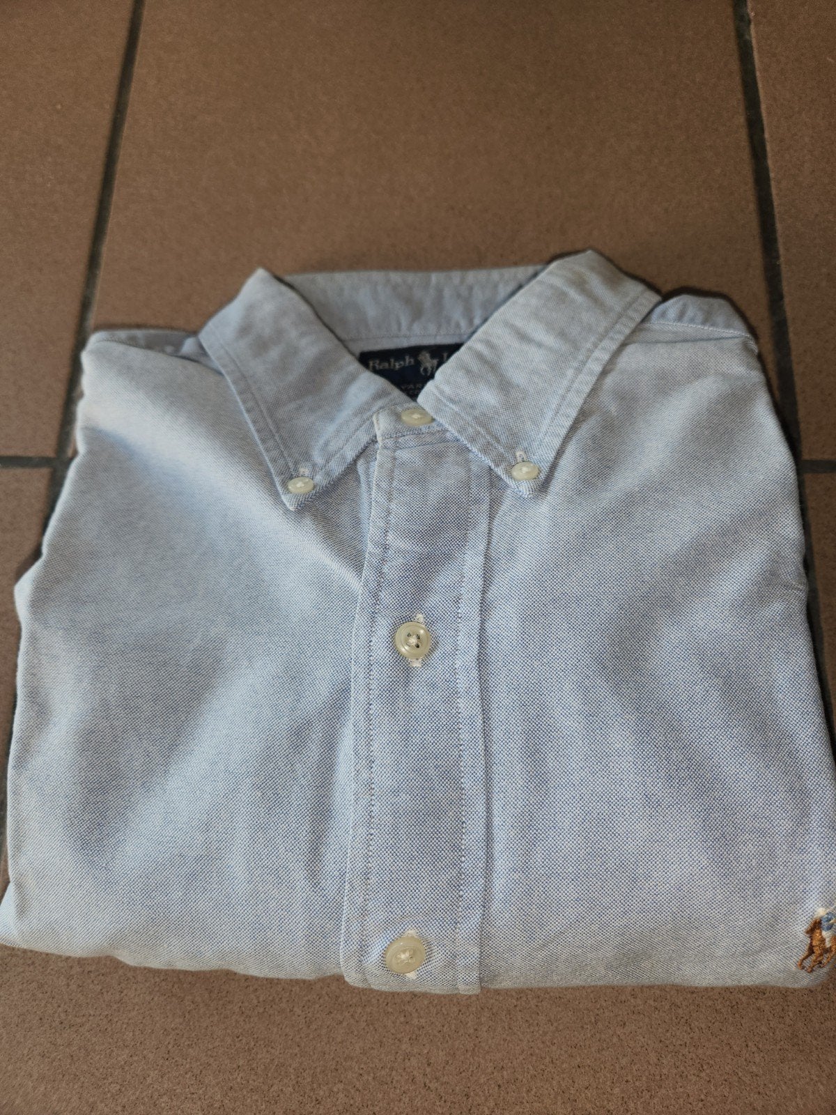 Vintage '90s Ralph Lauren Yarmouth Oxford Overhemd XL, Blauw, Ophalen of Verzenden, Polo Ralph Lauren, Gedragen