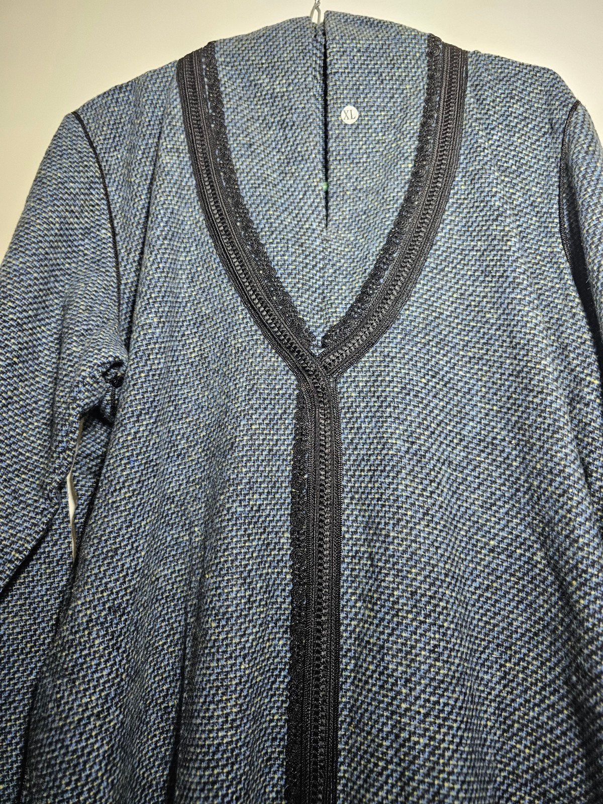 Elegante blauwe jellaba met v-hals en veterdetail, Kleding | Dames, Gelegenheidskleding, Overige typen, Maat 46/48 (XL) of groter