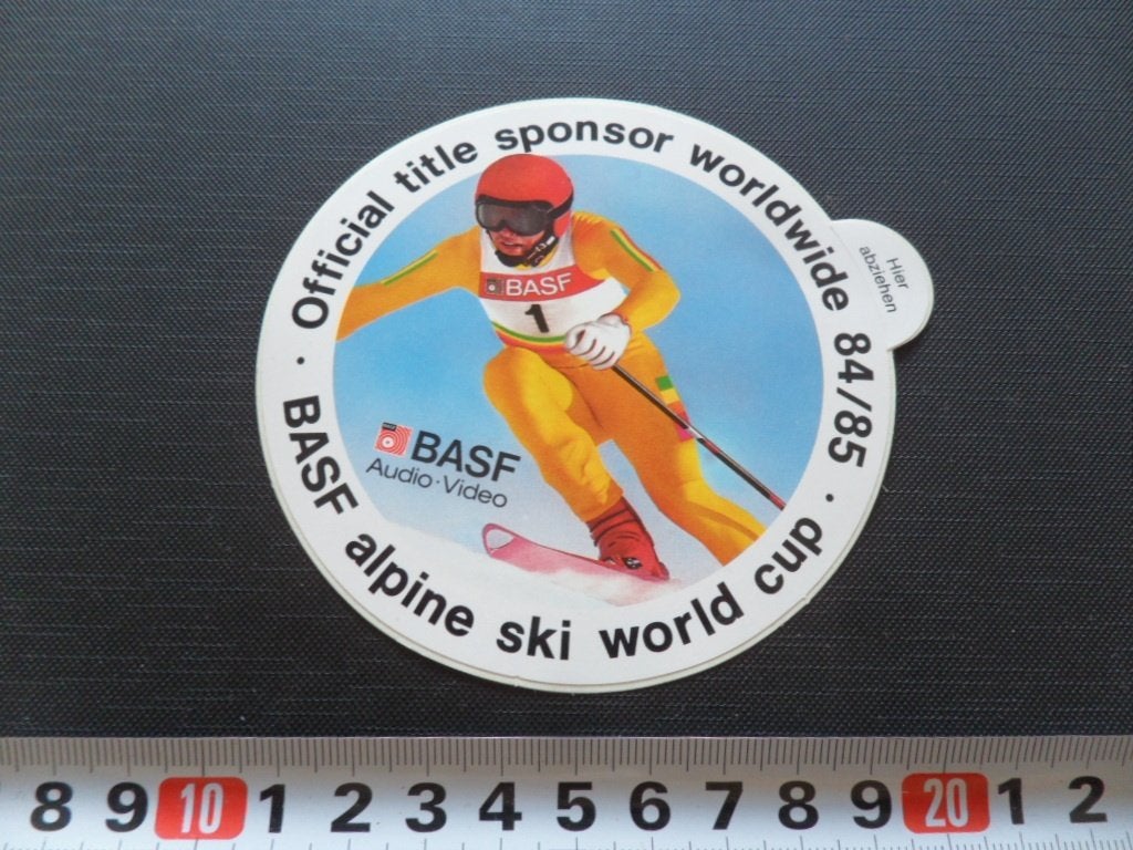 sticker BASF Audio Video Official title aponsor 84/85 Ski, Ophalen of Verzenden, Zo goed als nieuw