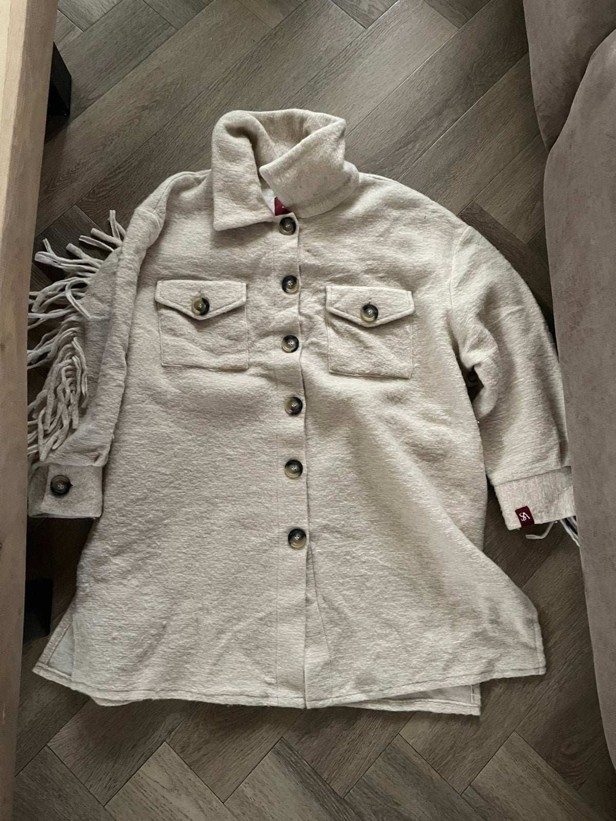 Studio Anneloes Ivy coat solid frangle cappuchino winter XL, Kleding | Dames, Ophalen of Verzenden, Zo goed als nieuw, Maat 46/48 (XL) of groter