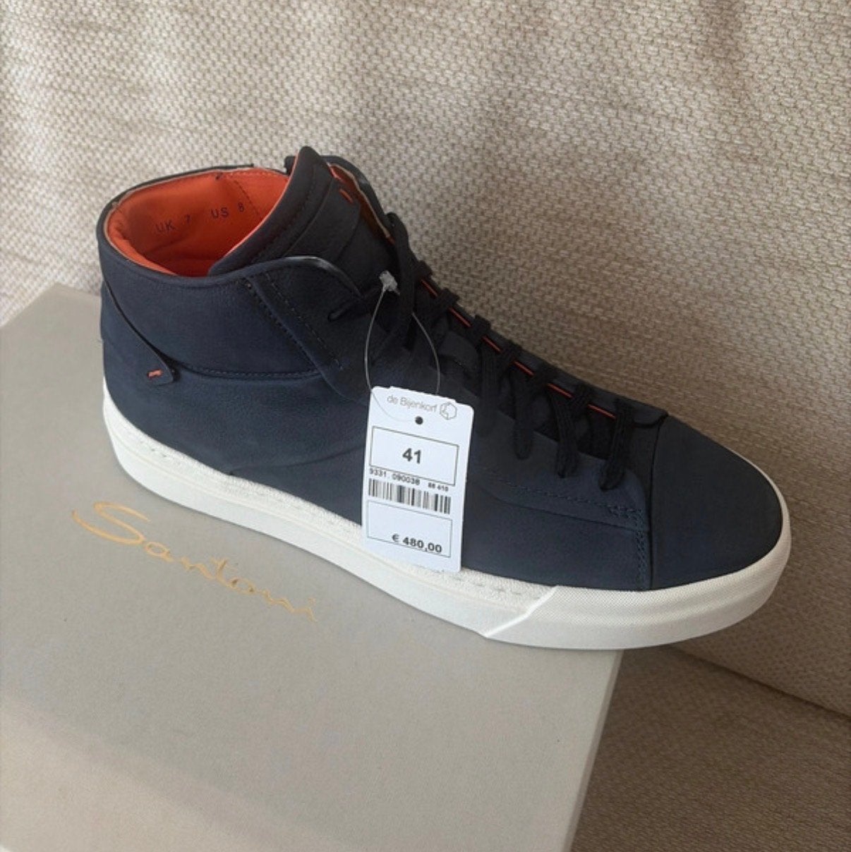 Nieuwe Santoni suède herensneakers - Blauw, maat 41, Blauw, Nieuw, Ophalen of Verzenden, Sneakers of Gympen