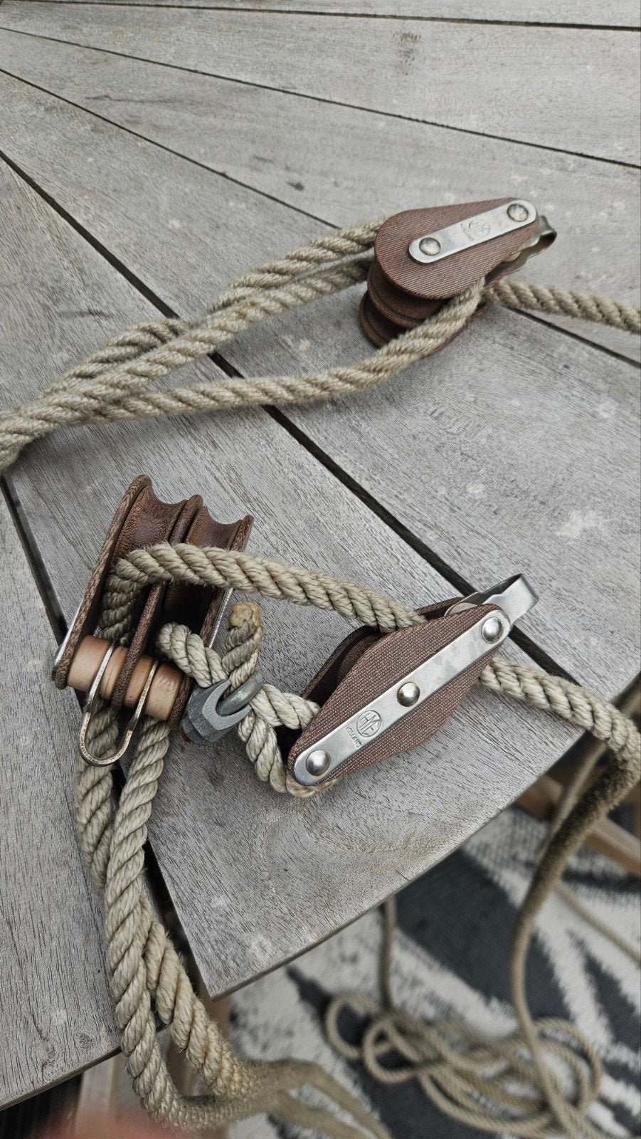 Katrollen en lijnen voor volgboot of takelsysteem, Ophalen of Verzenden