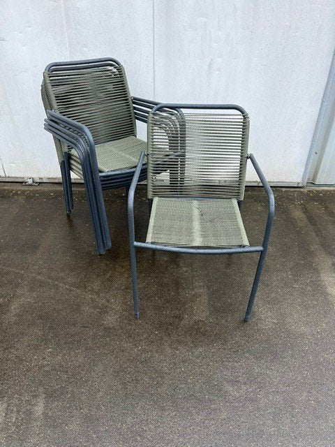5 stuks horeca restaurant terras stoelen stapelbaar groen, Ophalen, Overige kleuren, Zo goed als nieuw, Stof