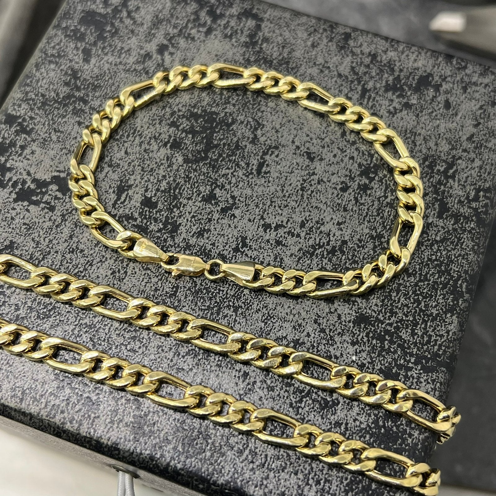 14 karaat gouden ketting armband figaro schakel, Ophalen of Verzenden, Zo goed als nieuw, Goud