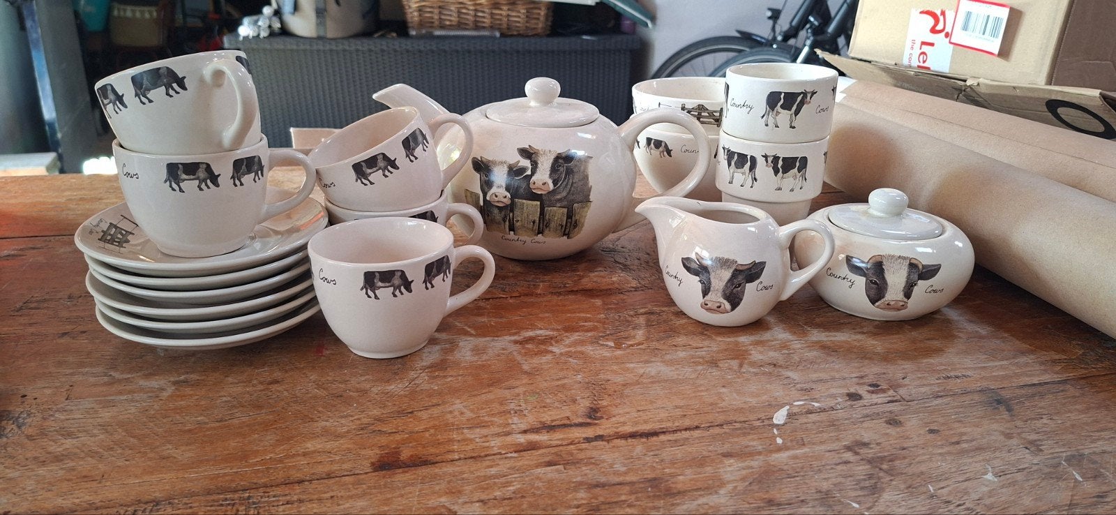 Niet compleet koeien servies - The Original World of JEL, Gebruikt, Keramiek, Overige typen, Ophalen of Verzenden