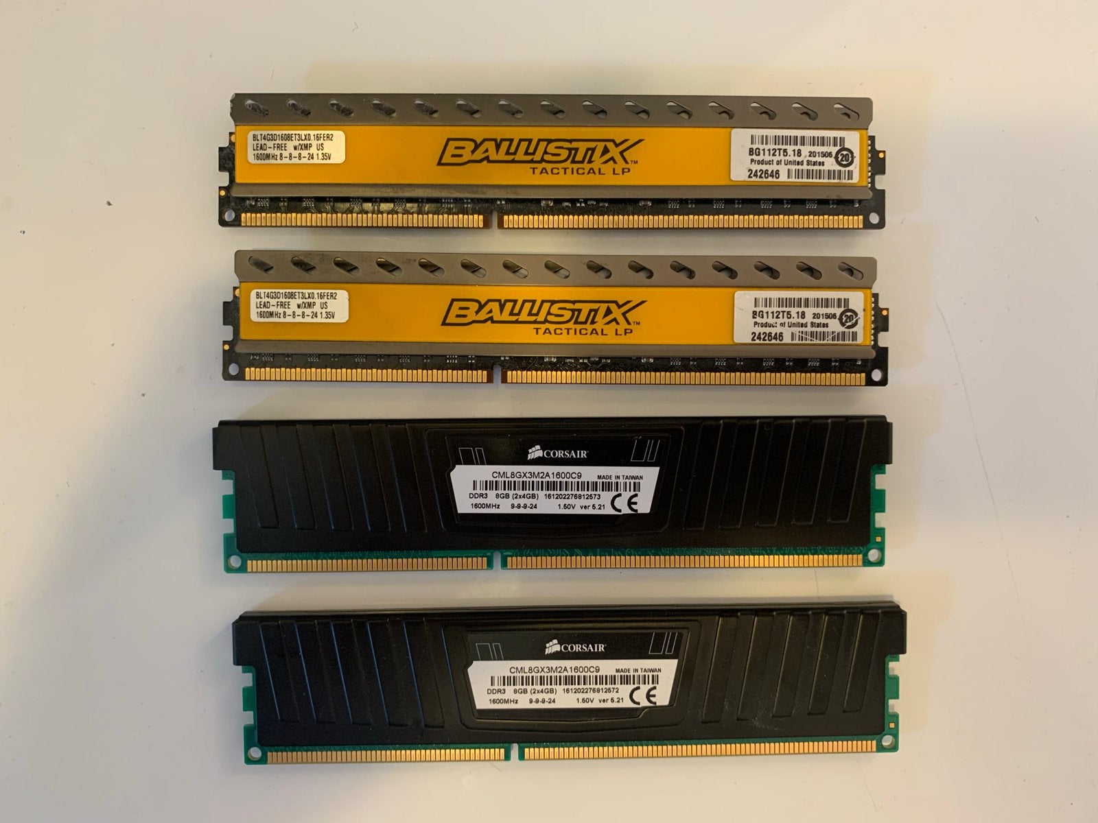 DDR3 4x4GB 1600mhz (16GB totaal), Computers en Software, RAM geheugen, Gebruikt, DDR3, Ophalen of Verzenden, Desktop