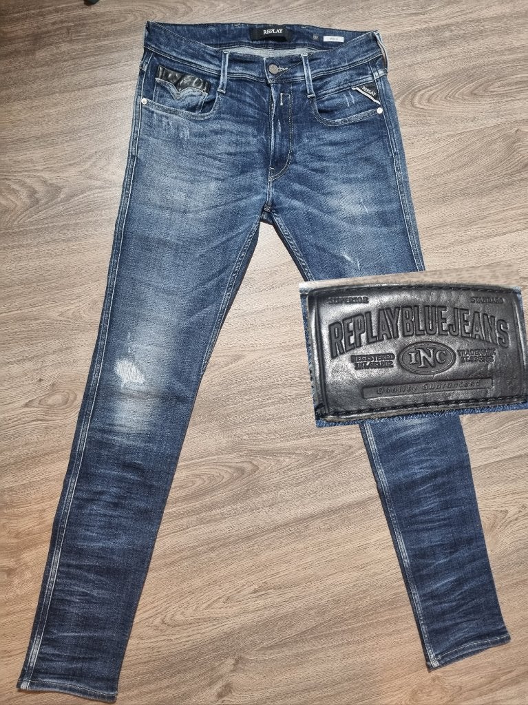 Replay Anbass W32 L34 * 32x34 - slim fit - #D3185, Blauw, Info@bjb.com, Ophalen of Verzenden, Zo goed als nieuw