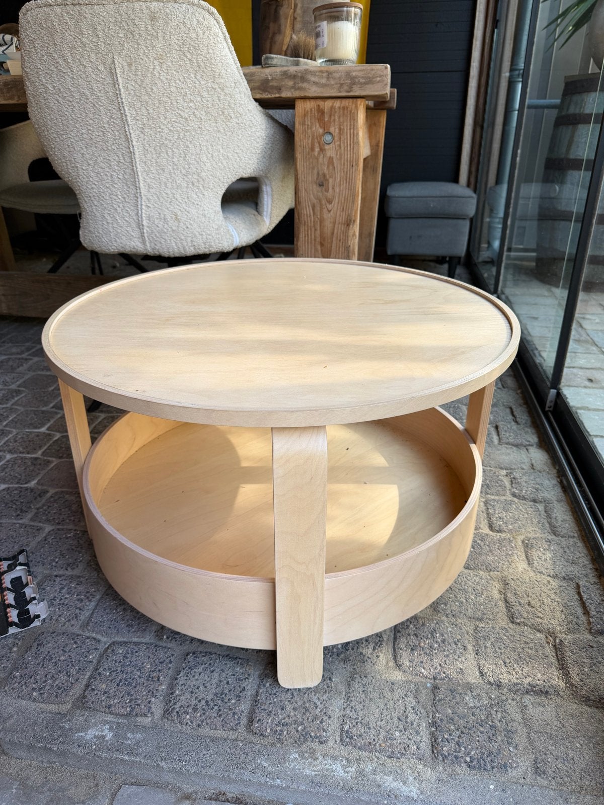 IKEA Borgeby Salontafel - Rond, Licht Hout, Rond, Zo goed als nieuw, 5 – 50, Overige houtsoorten