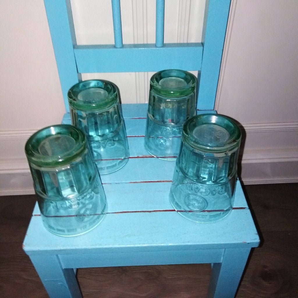 Bacardi mojito glazen lichtgroen 4 stuks 11 cm hoog, Ophalen, Zo goed als nieuw, Overige typen
