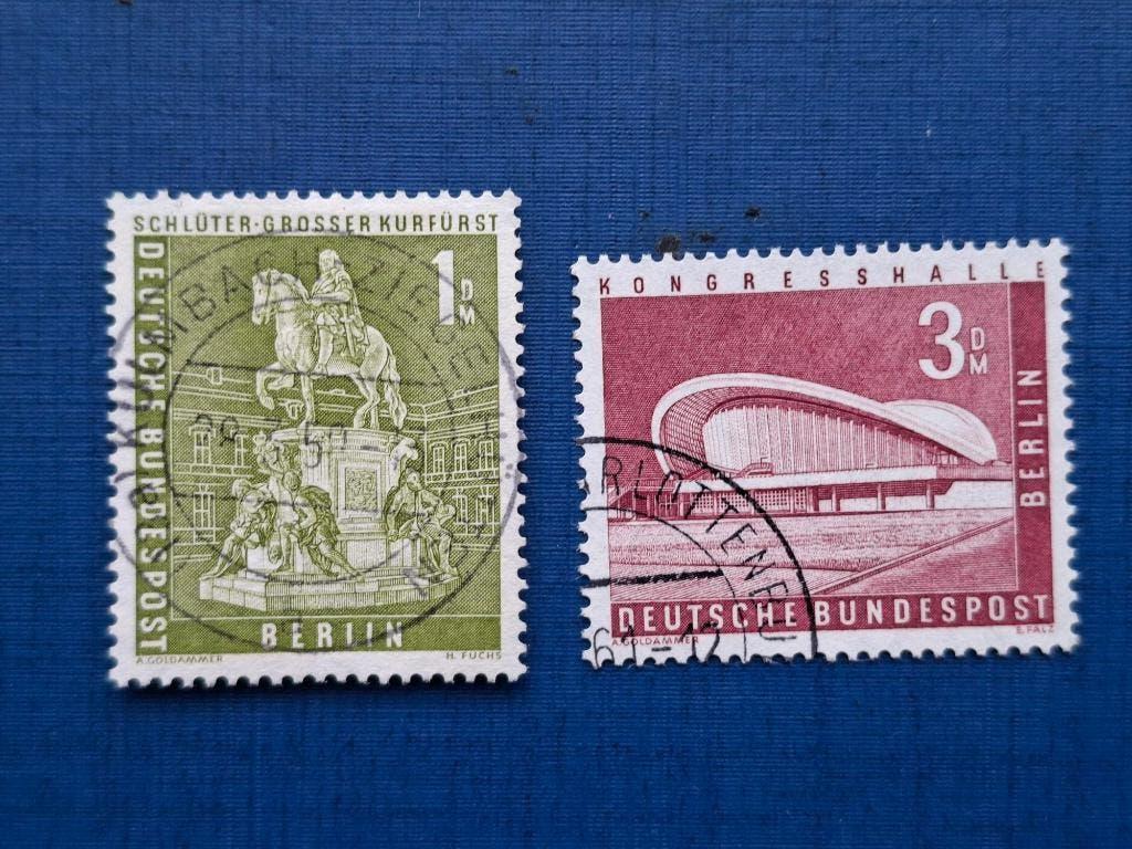Postzegel Berlijn 1956 2 Stadsgebouwen 1 en 3 Mark  16-05, Ophalen of Verzenden, BRD, Gestempeld